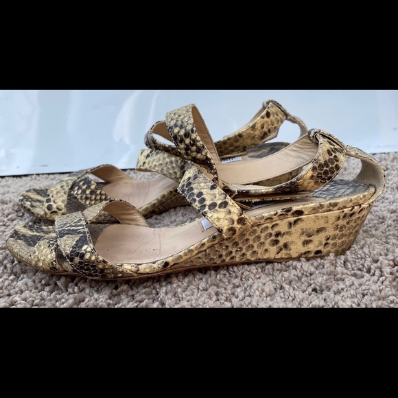 Jimmy Choo snakeskin print Connor wedge strappy sandals - Picture 6 of 9